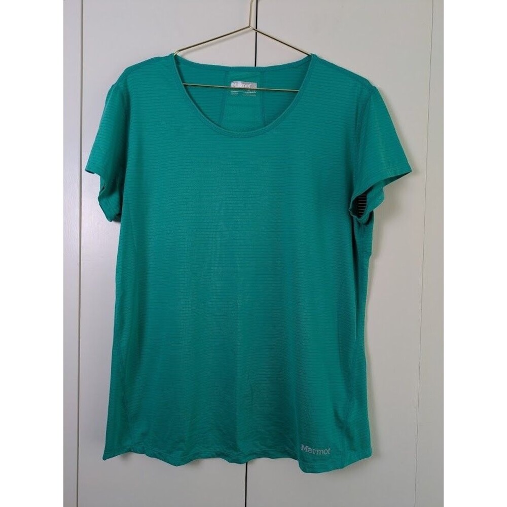 Marmot Womens Top XL Green Short Sleeve Stretch Performance Lightweight